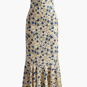 Commense Cream and Blue Floral Maxi Dress
